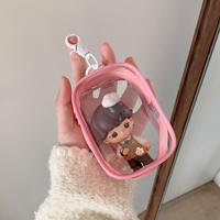 Pochette porte-clés carrée transparente en PVC avec fermeture éclair et étui pour maquillage, rouge à lèvres, poupée - Mini cadeau promotionnel
