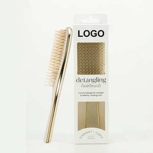 <span class=keywords><strong>Brosse</strong></span> démêlante brillante en nylon à logo personnalisé, finition chrome or champagne, <span class=keywords><strong>pour</strong></span> femme – Meilleure vente - Product Image 1