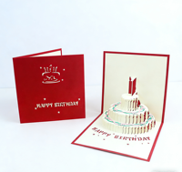 Cartes d'invitation d'anniversaire personnalisées en papier, gâteau d'anniversaire 3D pop-up, impression UV, estampage à chaud doré, carte de vœux cadeau