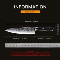 Couteau de Chef Gyuto 8 Pouces en Acier Damas VG-10, Fait Main, Manche Intégral en Résine Écologique, Ambidextre, Mosaïque, Logo Personnalisé