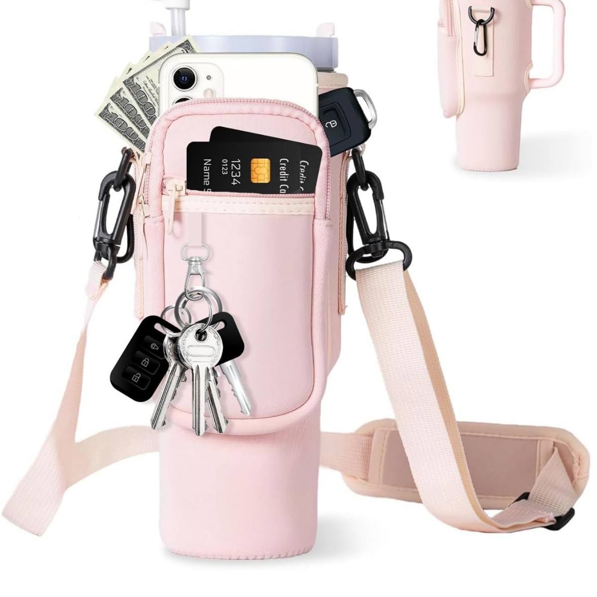 Pink (keychain + double zipper + carabiner + in stock, dropshipping available)