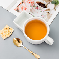 Mug à café en céramique blanche, porte-biscuits, style nordique, réutilisable, durable, alimentaire, certifié CE, compatible lave-vaisselle/micro-ondes