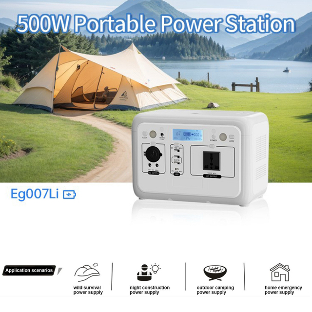 500W White Power Station Backup Lithium Battery, Pure Sine Wave Portable Power Station AC Power Supply for Camping
