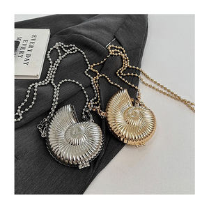 Or argent fronde coquille sacs fête mariage escargots sacs à bandoulière pour femmes conque sac à main zine alliage petit mignon chaîne embrayages 2024 - Product Image 1