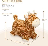 Jouets rebondissants de girafe pour 1 fille de 2 ans, trémie en peluche pour tout-petits, monter sur un videur gonflable en caoutchouc pour animaux