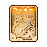 Boîte d'ombre multicouche en bois découpée au laser personnalisée fleurs oiseaux arbre scène nuit Led pour décoration de chambre de Noël
