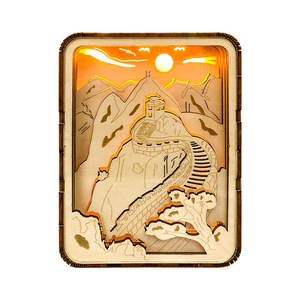 ที่กําหนดเองตัดเลเซอร์ดอกไม้ต้นไม้นกฉากกล่องเงาหลายชั้นไม้ LED Night สําหรับตกแต่งห้องคริสต์มาส - Product Image 5