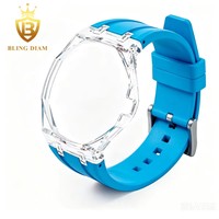 Neues Modedesign 3H Hautfreundliches Flüssigsilikon-Uhrenarmband Maßgefertigtes Transparentes Kunststoff-Uhrengehäuse Uhrenabdeckung für Männer und Frauen