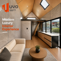 Maison de luxe UVO à toit en pente : Cabane de villégiature et pod de glamping |   Certifié CE, IBC et AS/NZS |   Plug & Play