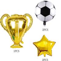 Ensemble de ballons de fête sur le thème du football : Ballon en aluminium Mylar Trophée Champion de 32 pouces et 6 ballons en aluminium à l'hélium en forme de ballon de football pour garçons et enfants