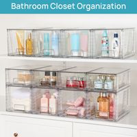 Organisateur de rangement cosmétique empilable transparent anti-poussière moderne, grande capacité, boîte de présentation pour soins de la peau et maquillage