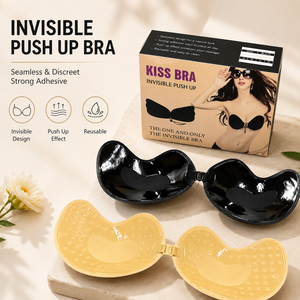 Soutien-gorge adhésif sexy en spandex, forme mangue, coussinets de poitrine nude invisibles, effet liftant, sans bretelles, pour robe dos nu - Product Image 1