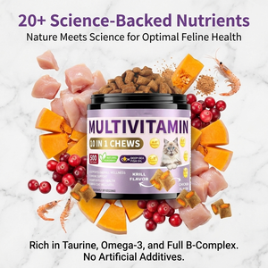 Golosinas Masticables Crujientes y Cremosas Multivitamínicas para Gatos, Alivio de Alergias, 10 Vitaminas en 1, Apoya la Salud de las Articulaciones, la Piel y el Pelaje, Suplementos Alimenticios para Mascotas - Product Image 4