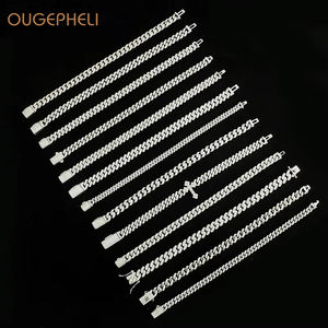 OUGEPHELI Bracelet Chaîne à Maillons Cubains Miami en Moissanite Argent Sterling 925 S925 Certifié GRA Couleur D VVS Plaqué Or Style Hip Hop - Product Image 1