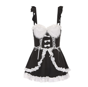 Lencería Sexy para mujer, <span class=keywords><strong>delantal</strong></span> francés, vestido de sirvienta, disfraz de Cosplay, sirvienta Lolita, picardías caliente, uniforme, juego de rol erótico, exótico - Product Image 3