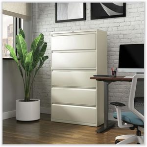 Alera 5-Drawer Lateral <b>File</b> Cabinet Putty 36\" X 18.63\" X 67.63\" Legal/Letter/<b>A4</b>/A5-Size <b>File</b> Drawers - Product Image 3