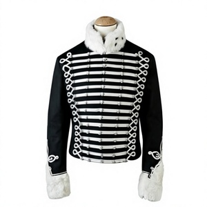 Men's Vintage Hussar Jacket Uniform Style Black <b>Woolen</b> Coat with Fur Collar and Sleeve Cuffs - Product Image 4