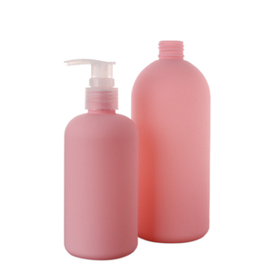 ขวดทรงกลมสีชมพูอ่อน OTM ขวดกลมบอสตันขนาด500มล. พร้อมปั๊มโลชั่น - Product Image 1