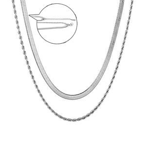 Collier ras du cou double couche style européen et américain, plaqué or 18 carats, en acier inoxydable, bijou tendance - Product Image 5