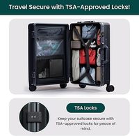 Valise de voyage portable moderne, coque rigide en PC, cadre en aluminium, roues pivotantes, légère, durable, écologique, antivol