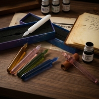 Stylo à plume en verre cristal fait main, coloré, pour calligraphie, écriture artistique, dessin, signature et cadeau de papeterie
