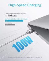 Nouveau câble de charge USB C ANKER 100W en nylon tressé 3,3FT 6,6FT 10FT Câble de données Type C Câble de charge rapide pour Apple Samsung
