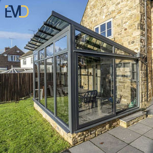 Véranda en verre à ossature aluminium pour jardin de villa au design moderne, avec toit incliné, double vitrage trempé et isolation phonique - Product Image 4