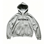Vente en gros ODM Vêtements : Sweat à capuche zippé en molleton bouclette à épaules tombantes, style streetwear, uni, coupe ample, rétro, gris chiné