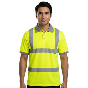 Hi Vis Breathable Unisex Reflective Safety Fire Resistant <b>Orange</b> Long Sleeve Workwear <b>Polo</b> Shirt for Construction - Product Image 1