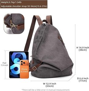 Sac à dos vintage en toile - Grand sac à dos décontracté pour le quotidien, les voyages en plein air et la randonnée pour hommes et femmes - Product Image 2