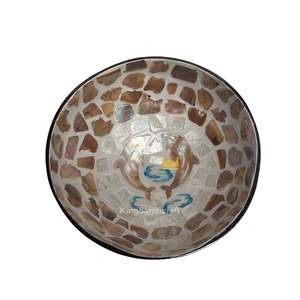 ชามกะลามะพร้าวเคลือบหลายสีทำด้วยมือพร้อมรายละเอียดโมเสก - Product Image 2