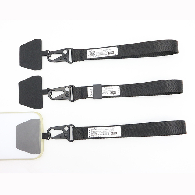 Custom Fabric Label Print Logo Nylon Wrist Keychain Mobile Phone Strap Lanyard with Tether Pad Patch