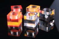 Support de bougie courte en plexiglas, bloc de bougie chauffe-plat en lucite, cube rouge en acrylique, porte-bougie chauffe-plat