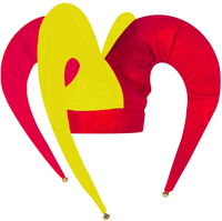 Chapeau de clown farceur coloré avec des clochettes, couvre-chef de costume d'arlequin multicolore pour carnaval/cirque/mascarade/Halloween/spectacles