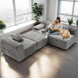 Sofá Cama Moderno de Tela de Tres Plazas con Respaldo Bajo, Compresión al Vacío, Ecológico, para Sala de Estar o Apartamento - Product Image 4