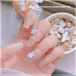 5pcs Metal Flower Nail Charms Black White Frosted Small 3D Nail <b>Art</b> Accessories for Manicure - Product Image 3