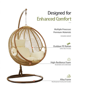 Silla Colgante de Mimbre Meiqi para Exteriores, Silla Tipo Huevo con Mesa Lateral, Silla Colgante de Ocio para Jardín y <span class=keywords><strong>Terraza</strong></span> - Product Image 3