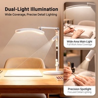Lampe de travail pour nail art à double éclairage avec lumière principale incurvée et projecteur de précision pour salon de manucure professionnel
