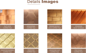 पेशेवर अनुकूलन कॉपर छत निर्माता वर्ग फ्लैट लॉक कॉपर टाइल सजावट घर छत - Product Image 6