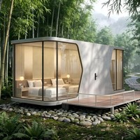 Maison en capsule en acier, conteneur modulaire préfabriqué pour hôtel, villa, maison mobile et camping