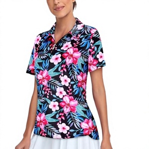 Chemises de golf décontractées de luxe personnalisées à motif floral pour hommes et femmes, impression par sublimation intégrale, vêtements de sport d'extérieur - Product Image 3
