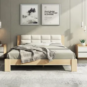 यूरोपीय शैली रानी राजा बिस्तर फ्रेम चीन निर्माता आधुनिक लकड़ी डबल पूर्ण आकार बेडरूम फर्नीचर सेट