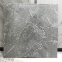 Carrelage de sol en porcelaine émaillée polie effet marbre gris 600x600mm, finition brillante gris argenté, effet pierre, pour salon, hôtel, projet OEM