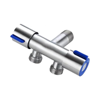 Robinet de salle de bain en acier inoxydable à double commande avec pommeau de douche à eau froide et vanne triangulaire pour machine à laver