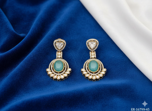 Antique Jewellery Design Mehendi Polish Party Wear <b>Earrings</b> Elegant Ethnic Designer Jewellery for Women Traditional Style - Product Image 4