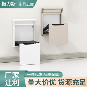 Tabouret à chaussures mural pliable ultra-mince, rectangulaire, sans perçage, style japonais, pour entrée - Product Image 5