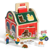 Jouets en bois Montessori pour tout-petits, blocs d'empilage de forme et de couleur assortis aux animaux de la ferme, jouets de tri pour la maison