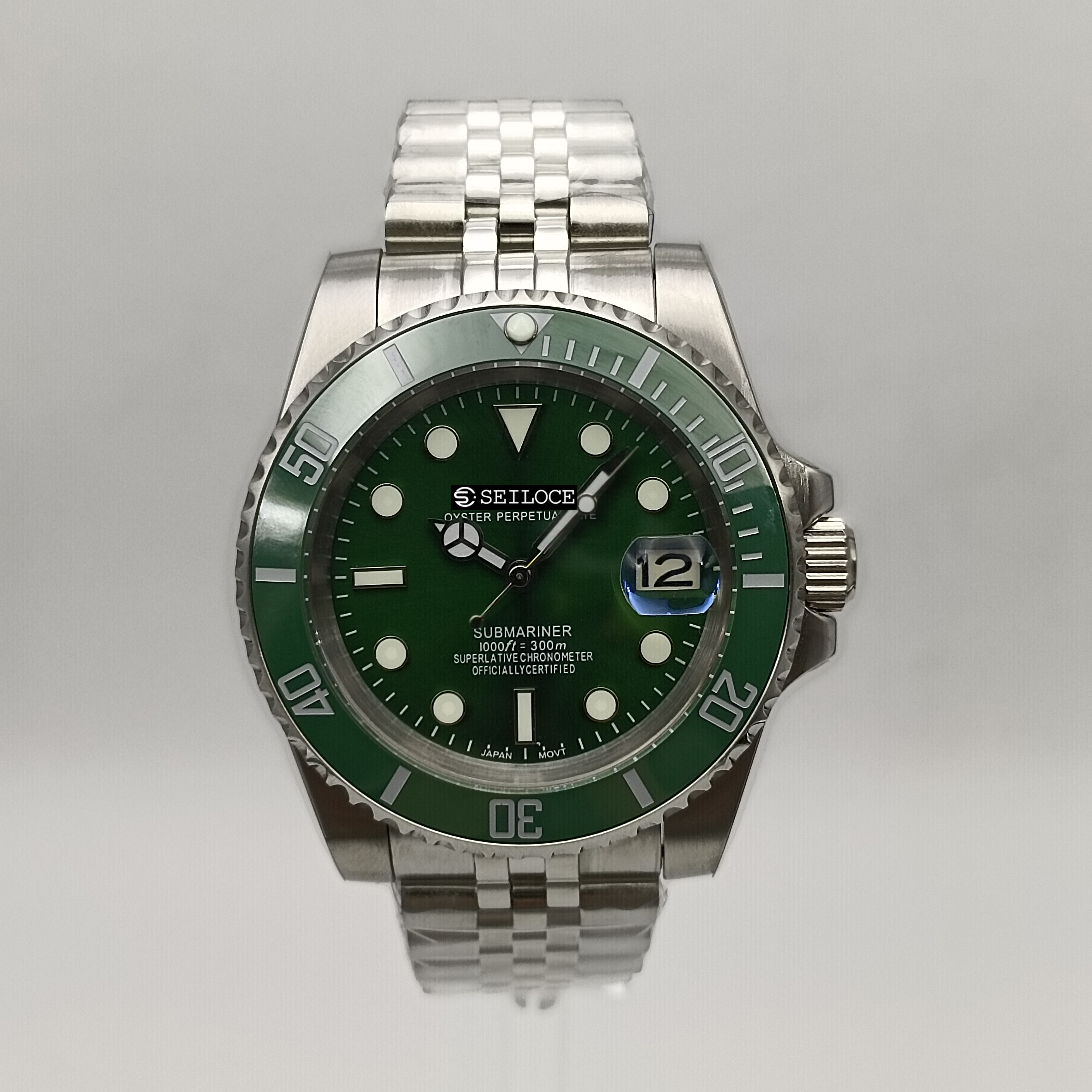 Silver Case+Green Dial