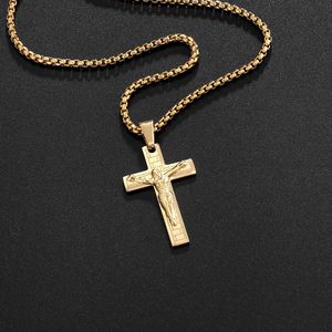 <span class=keywords><strong>Jesus</strong></span> 14k Banhado A Ouro São Bento Religioso Cruz Pingente Católica Crucifixo Colar para Homens - Product Image 3