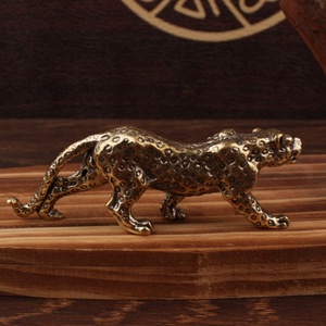 Golden Leopard Brass <b>Ornament</b> Tabletop Home Decoration Collectible Gift - Product Image 3